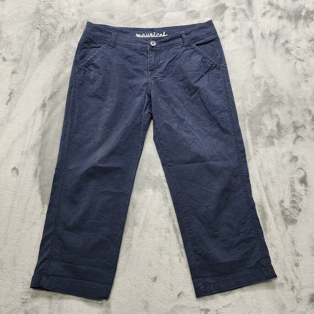 Maurices Pants Womens 3/4 Blue Low Rise Crop Capri Stretch Cotton Chino Casual